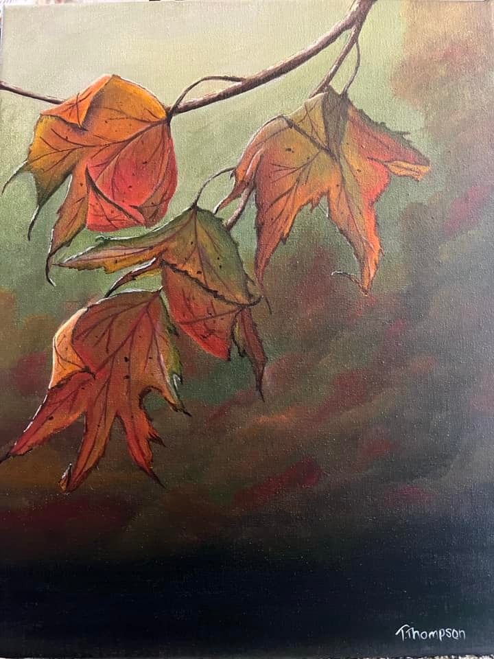 Fall Leaves — close study of autumn leaves in acrylic