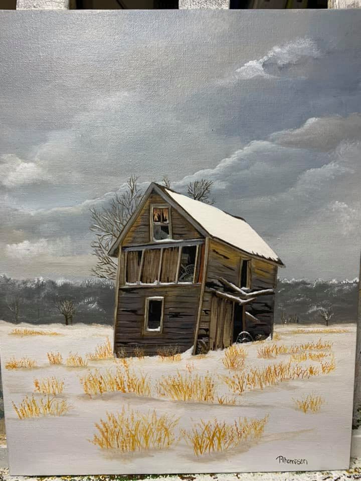 Lean Too — weathered homestead in a snowy field